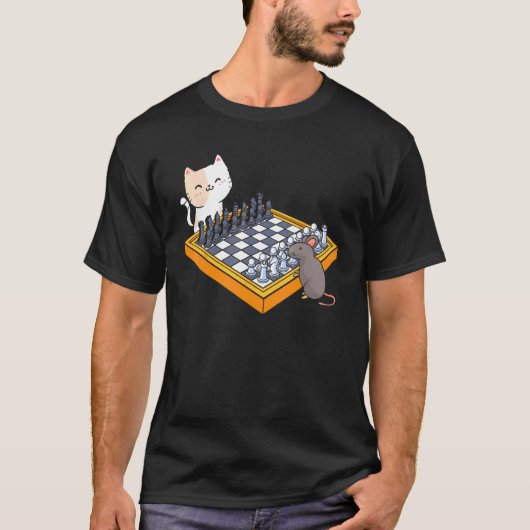 Kattenbezitter Schaakbord Grootmeester Bordspel Sc T-shirt (Voorkant)