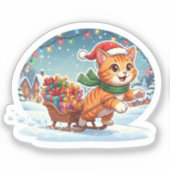 Kattenbezorging Express Grappige Kerstcadeaus Sticker (Voorkant)