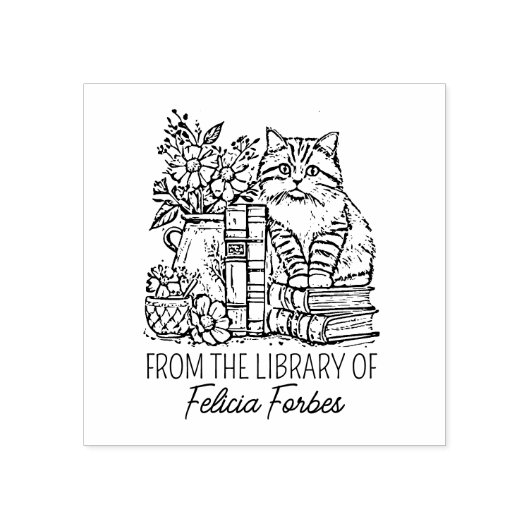  Kattenbibliotheek Boek Rubberstempel (Afrduk)