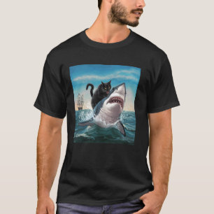 Kattenbijtende Haai Humoristische Speelse Mannen V T-shirt
