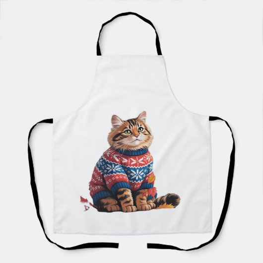 Kattenblad val Hallo herfst Grappige kat Kattenlie Schort (Voorkant)