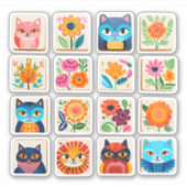 Kattenbloem kat roos sticker (Voorkant)