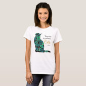 Kattenbloem Silhouet in Blauwgroen T-shirt (Voorkant volledig)