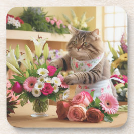 Kattenbloemist met bloemen bier onderzetter
