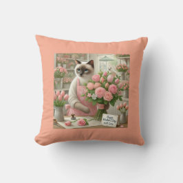 Kattenbloemist met bloemen voor Cat Mom Moederdag Kussen