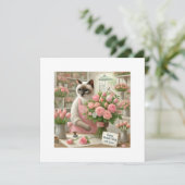 Kattenbloemist voor Moederdag Cat MOM Feestdagenkaart (Staand voorkant)