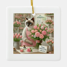 Kattenbloemist voor Moederdag Cat MOM Keramisch Ornament