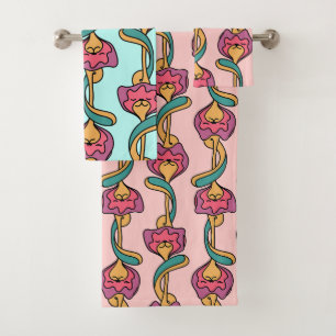 Kattenbloemroovpatroon, schattig en grappig kitten bad handdoek