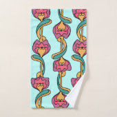 Kattenbloemroovpatroon, schattig en grappig kitten bad handdoek (Handdoek)