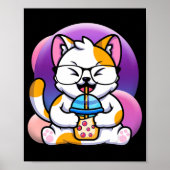 kattenbob eet ramen animatie kawaii neko katteeten poster (Voorkant)