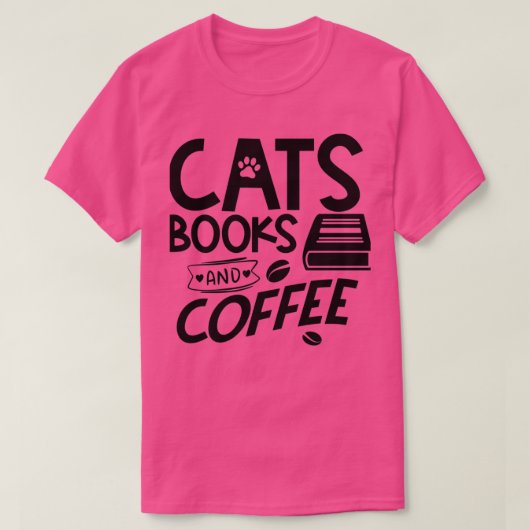 Kattenboeken en koffie t-shirt (Design voorkant)