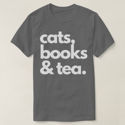 Kattenboeken en theeovers t-shirt (Design voorkant)