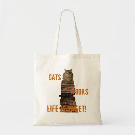 Kattenboeken Het leven is zoet - oranje/bruin Tote Bag (Voorkant)