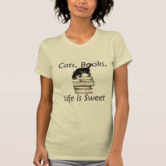 Kattenboeken Het leven is zoet T-shirt (Voorkant)