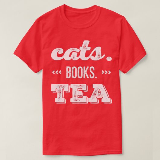 Kattenboeken thee t-shirt (Design voorkant)