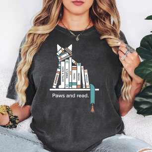 Kattenboekenplank Pootjes En Lees Kunst T-shirt