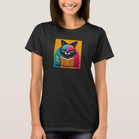 Kattenboekontwerp lezen t-shirt (Voorkant)