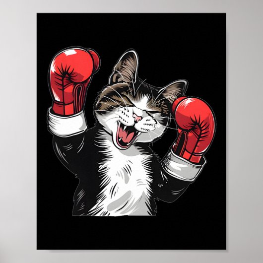 Kattenbokskampioen Grappige Schattigee Kitten Figh Poster (Voorkant)