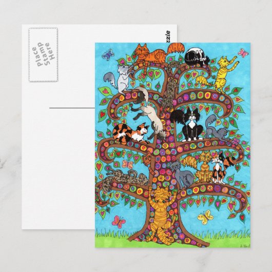 Kattenboom van leven 2 briefkaart (Voorkant / Achterkant)