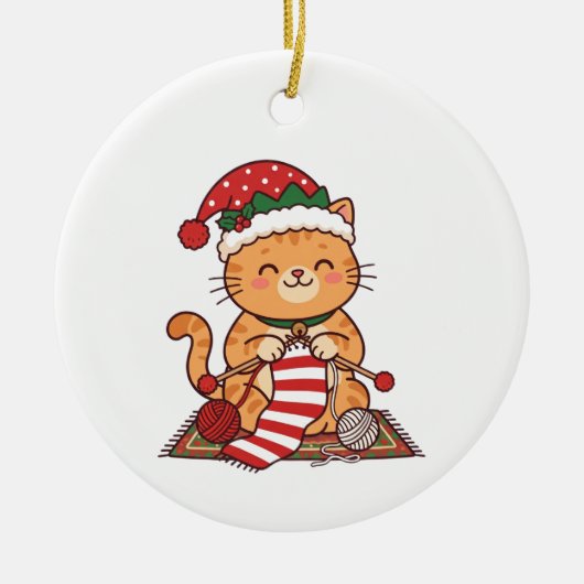 Kattenbreien Sjaal Kerst Ornament Cadeau (Voorkant)