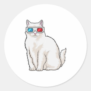 Kattenbril Ronde Sticker