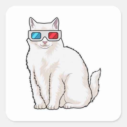 Kattenbril Vierkante Sticker (Voorkant)