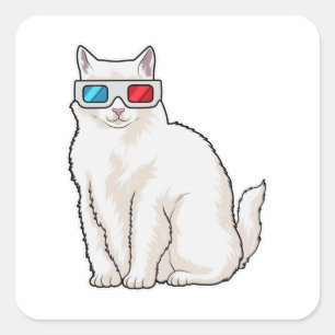 Kattenbril Vierkante Sticker