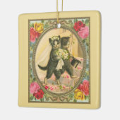 Kattenbruid en bruidegom geel variant ornament (Links)