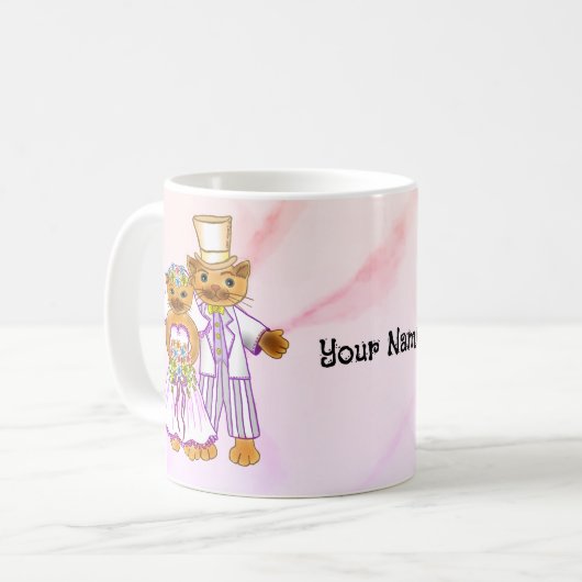 Kattenbruid en bruidegom mokken (Voorkant links)