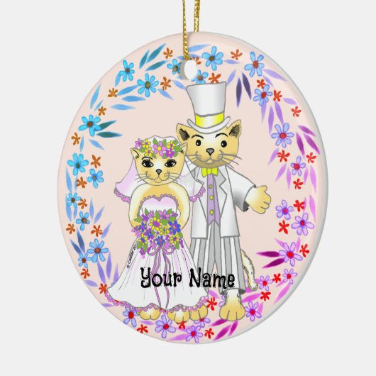 Kattenbruid en bruidegom ornament (Links)