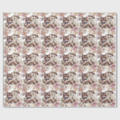 Kattenbruiloft met bruid en bruidegom cadeaupapier (Vlak)