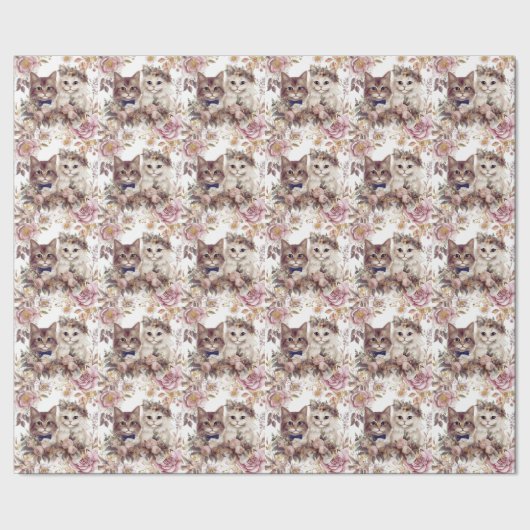 Kattenbruiloft met bruid en bruidegom cadeaupapier (Zoom)