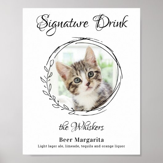 Kattenbruiloft Signature Drankjes Dierenfoto Bar Poster (Voorkant)