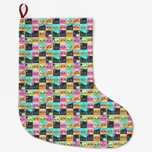 kattencadeau Leuk Kawaii kat patroon Grote Kerstsok