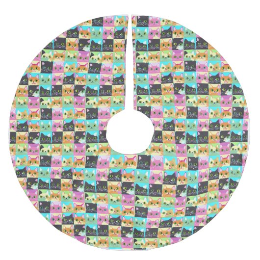 kattencadeau | Leuk Kawaii kat patroon Kerstboom Rok (Voorkant)