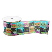 kattencadeau | Leuk Kawaii kat patroon Satijnen Lint (Spoel)