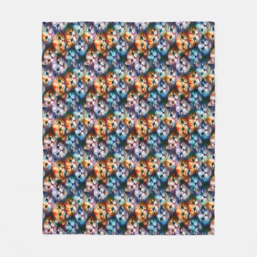 kattencadeau | Leuke kat gezichten Fleece Deken (Voorkant)
