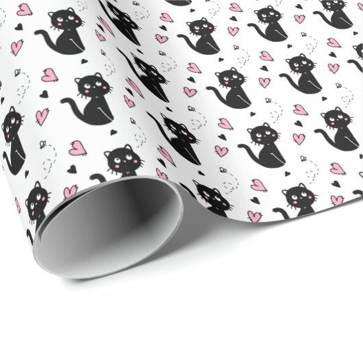 kattencadeau | Leuke kat patroon naadloze achtergr Cadeaupapier (Rol Hoek)