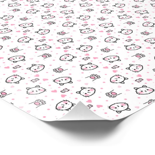 kattencadeau | Leuke kat patroon naadloze achtergr Perfect Poster (Hoek)