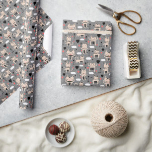 kattencadeau Schattig kattenpatroon kinderachtig Cadeaupapier
