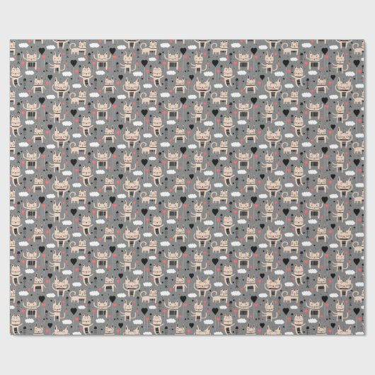 kattencadeau | Schattig kattenpatroon kinderachtig Cadeaupapier (Vlak)