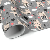 kattencadeau | Schattig kattenpatroon kinderachtig Cadeaupapier (Rol Hoek)