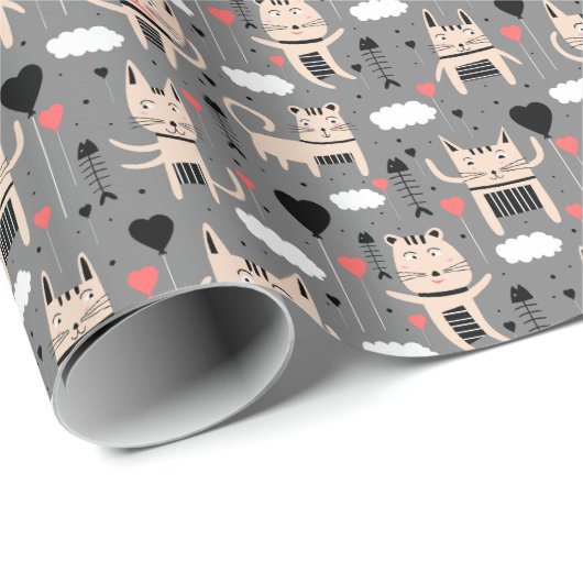 kattencadeau | Schattig kattenpatroon kinderachtig Cadeaupapier (Rol Hoek)