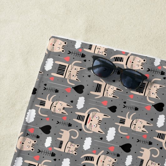 kattencadeau | Schattig kattenpatroon kinderachtig Strandlaken (In situ)