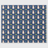 kattencadeau | Space Cat Patroon Grafisch Cadeaupapier (Vlak)