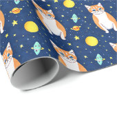 kattencadeau | Space Cat Patroon Grafisch Cadeaupapier (Rol Hoek)