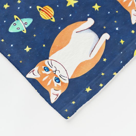 kattencadeau | Space Cat Patroon Grafisch Fleece Deken (Hoek)