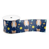 kattencadeau | Space Cat Patroon Grafisch Satijnen Lint (Spoel)