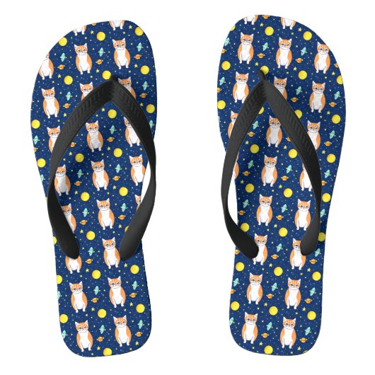 kattencadeau | Space Cat Patroon Grafisch Teenslippers (Voetbed)