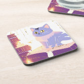 Kattencafé in de bibliotheek bier onderzetter (Linkerzijde)